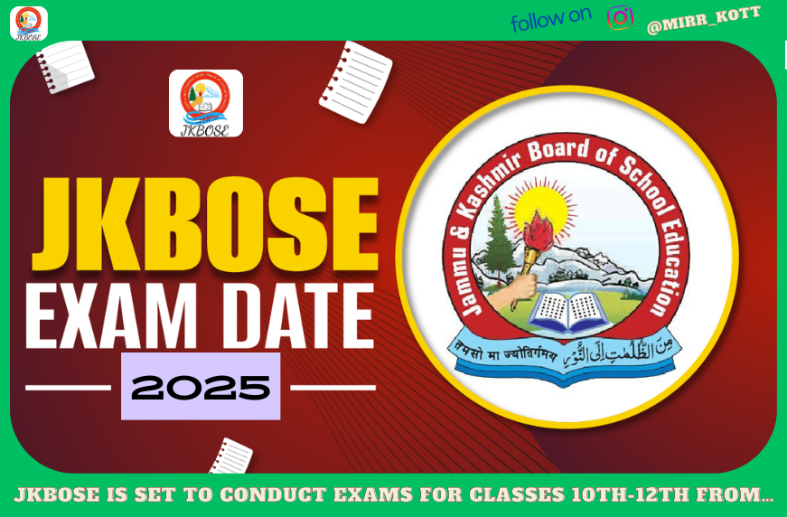 JKBOSE 10th Class Datesheet 2025